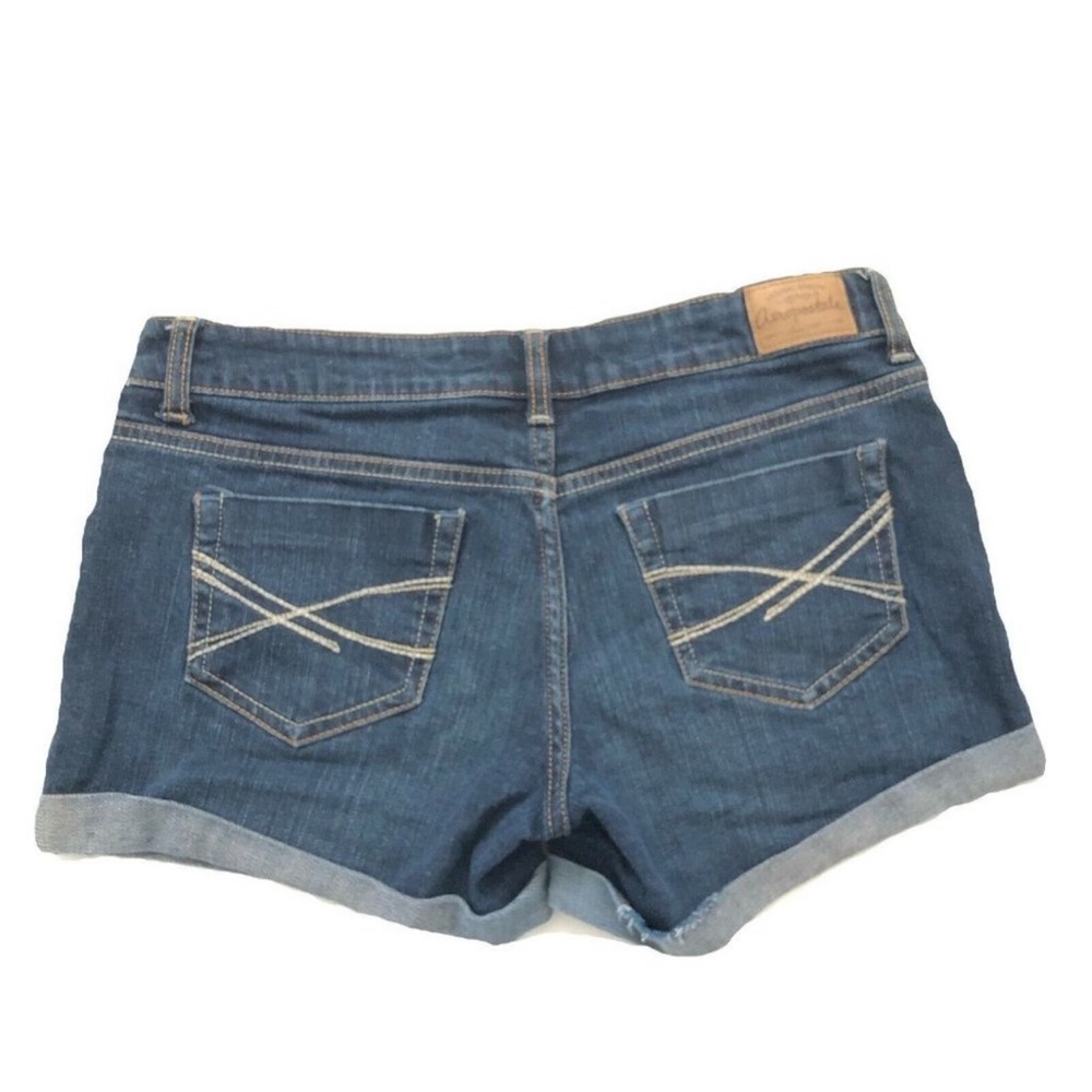 AÉROPOSTALE Womans Dark Wash Flex Effects Low-Rise Denim Midi Cuffed Shorts - Picture 11 of 12